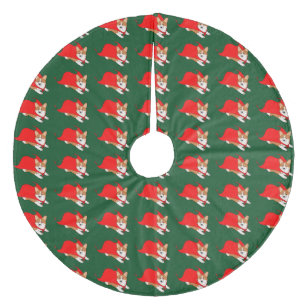 Saia Para Árvore De Natal De Lã Corgi de Galês do vôo com cabo vermelho