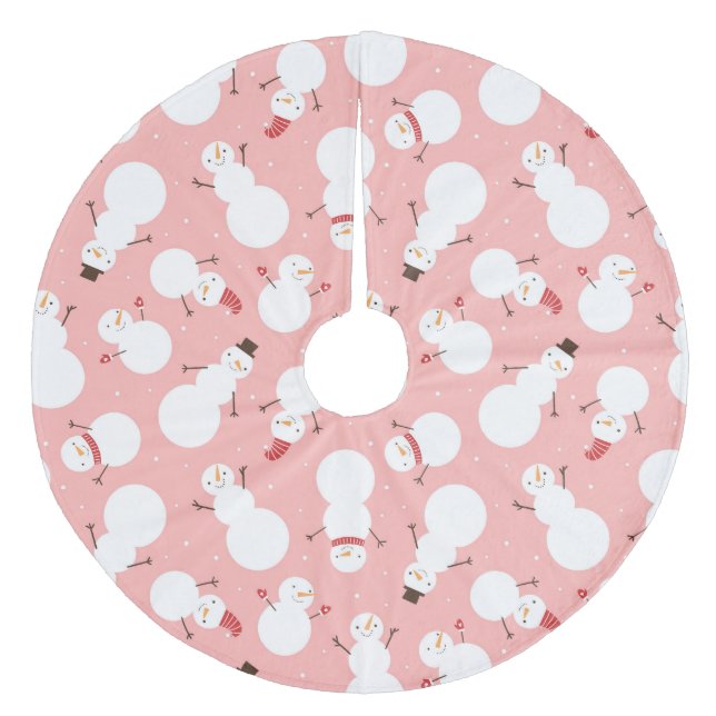 Saia Para Árvore De Natal De Lã Cute Snowmen (Frente)