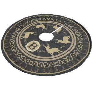 Saia Para Árvore De Natal De Lã Fábrica de Gelões Pretos e Taupe Deer Antlers &