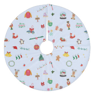 Saia Para Árvore De Natal De Lã Ficho Azul Clause Snowman Natal