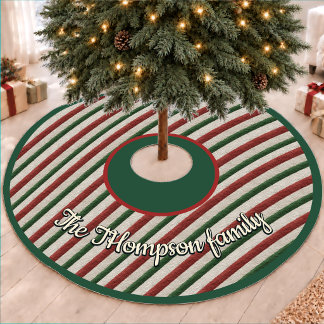 Saia Para Árvore De Natal De Lã Fofo Verde Vermelho Festivo Natal Listrado Fleece