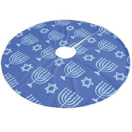 Saia Para Árvore De Natal De Lã Menorah & Star de David Dark Blue Hanukkah