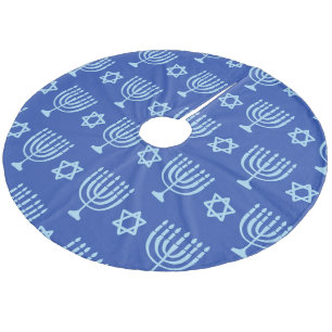 Saia Para Árvore De Natal De Lã Menorah & Star de David Dark Blue Hanukkah