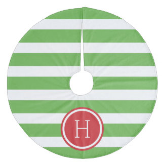Saia Para Árvore De Natal De Lã Monograma das tiras de pré-disquete verde e vermel