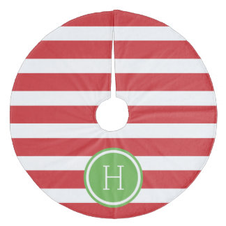 Saia Para Árvore De Natal De Lã Monograma de fitas de pré-disquete vermelho e verd