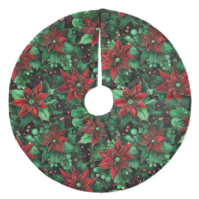 Saia Para Árvore De Natal De Lã Natal Poinsettias (Frente)