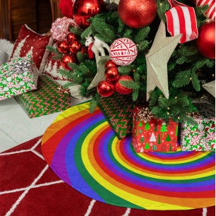 Saia Para Árvore De Natal De Lã Padrão do Rainbow Twirl