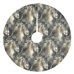 Saia Para Árvore De Natal De Lã Pérolas Douradas