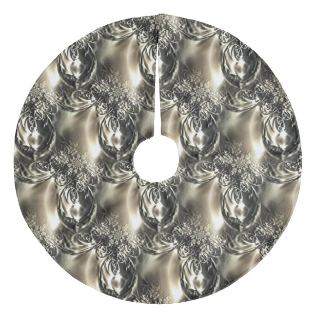 Saia Para Árvore De Natal De Lã Pérolas Douradas (Frente)