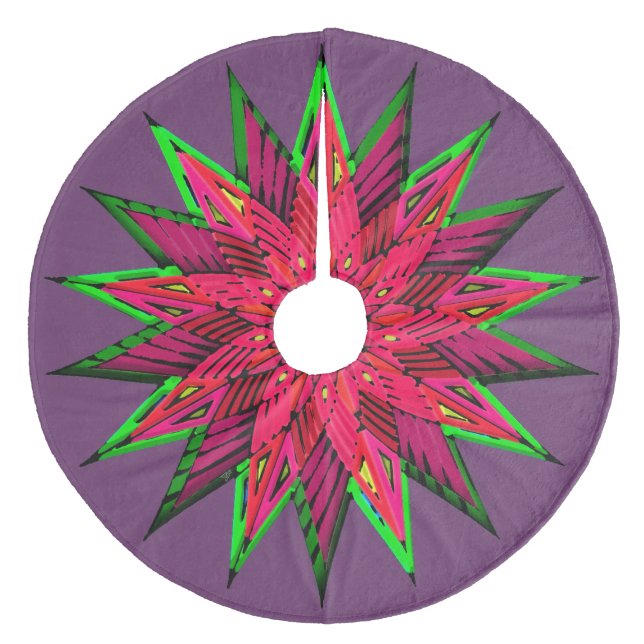 Saia Para Árvore De Natal De Lã Plum WonMaravilha Poinsettia WOW (Frente)