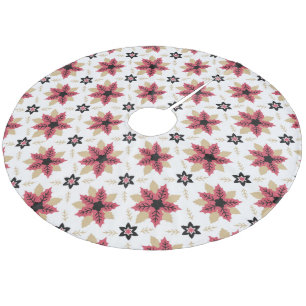Saia Para Árvore De Natal De Lã Poinsettias Fleece Tree Skirt