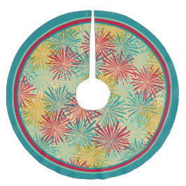 Saia Para Árvore De Natal De Lã PomPoms (Cores Tropicais) de Tinsel de Natal Retro