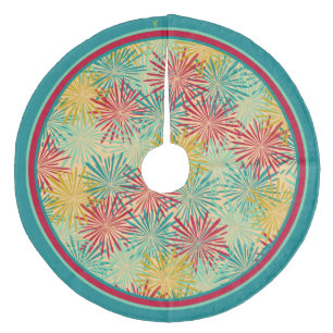 Saia Para Árvore De Natal De Lã PomPoms (Cores Tropicais) de Tinsel de Natal Retro