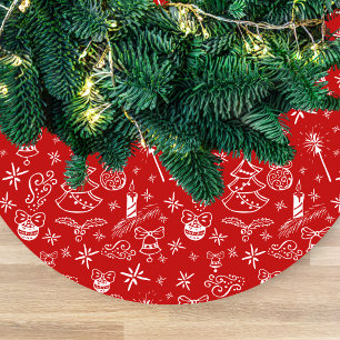 Saia Para Árvore De Natal De Lã Rabiscos Desenhados à Mão Festivos Nome Personaliz