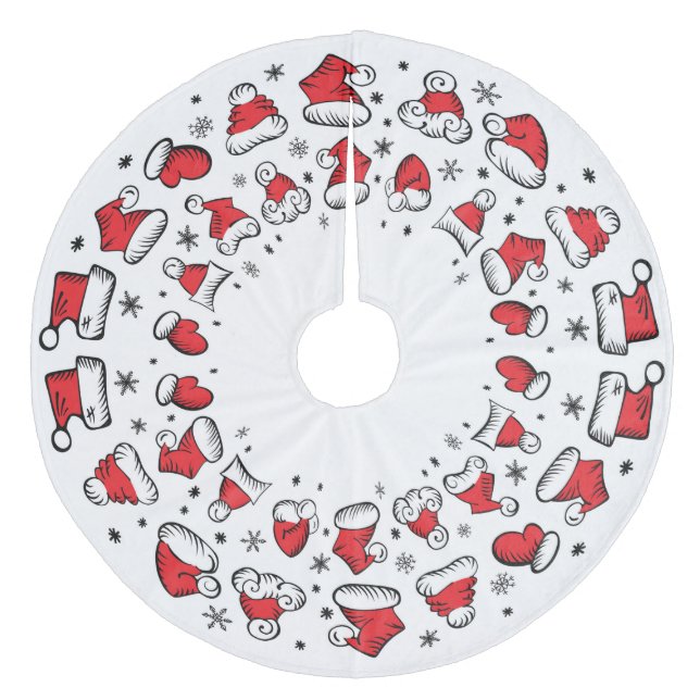 Saia Para Árvore De Natal De Lã Santa Hats (Frente)