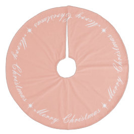 Saia Para Árvore De Natal De Lã Simples Elegante Feliz Natal Script Rosa Bege