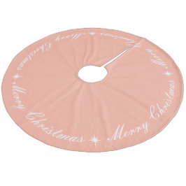 Saia Para Árvore De Natal De Lã Simples Elegante Feliz Natal Script Rosa Bege