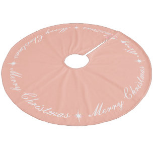 Saia Para Árvore De Natal De Lã Simples Elegante Feliz Natal Script Rosa Bege