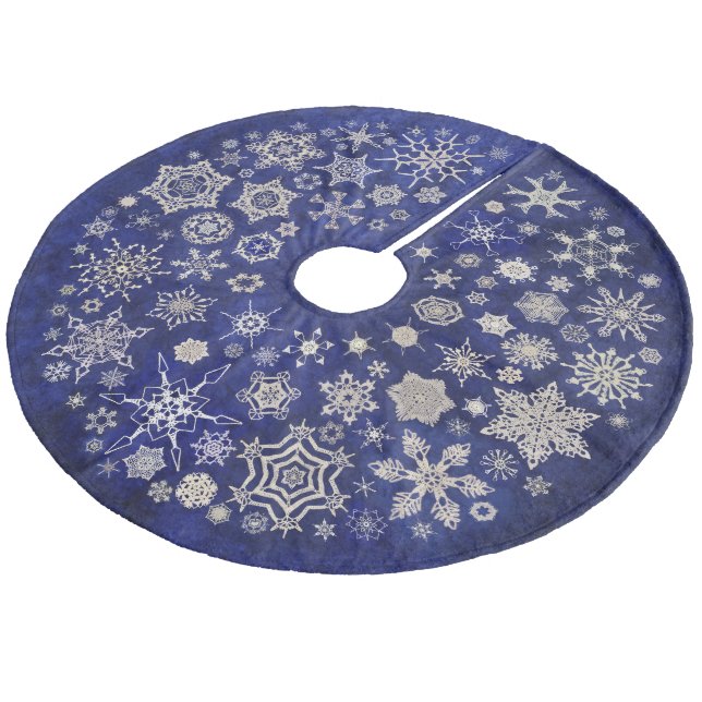 Saia Para Árvore De Natal De Lã Snowcatcher Snowflakes Fleece Tree Skirt (Inclinado)