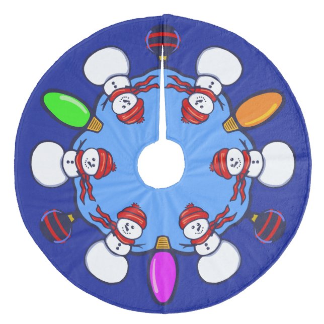 Saia Para Árvore De Natal De Lã Snowman  (Frente)