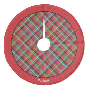Saia Para Árvore De Natal De Lã Xadrez de Natal Red and Green Tartan