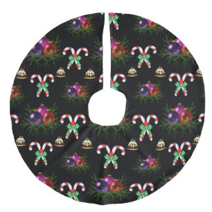 Saia Para Árvore De Natal De Linho Falso Bolas de Natal, Candeeiros de Doces e Camisas de P