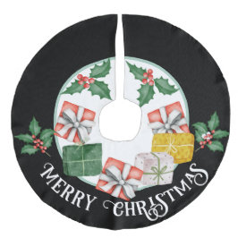 Saia Para Árvore De Natal De Linho Falso Cópia Alegre Natal Decorativa com Presentes e Azev