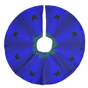 Saia Para Árvore De Natal De Linho Falso Feliz Natal! Borboleta Preta no Arco-Íris Azul