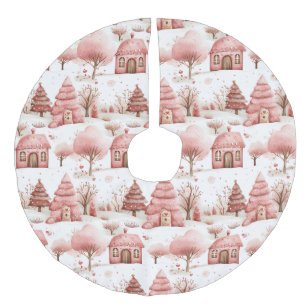 Saia Para Árvore De Natal De Linho Falso Festa Branca, Rosa, Cinza de inverno, Natal