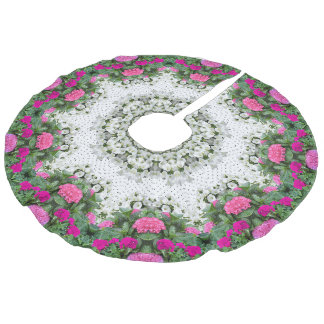 Saia Para Árvore De Natal De Linho Falso Garden Water Flowers Rosa Mandala Design