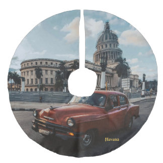 Saia Para Árvore De Natal De Linho Falso Havana Cuba Carro Clássico Antigo