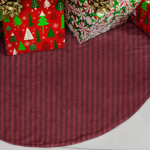 Saia Para Árvore De Natal De Linho Falso Listra Fina Vermelha Borgonha