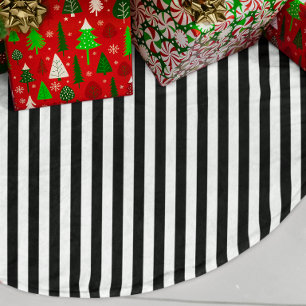 Saia Para Árvore De Natal De Linho Falso Listras de Bala Preta e Branca