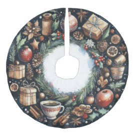 Saia Para Árvore De Natal De Linho Falso Molas de Natal de Pintor Aquático Azul