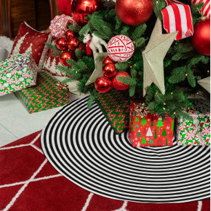 Saia Para Árvore De Natal De Linho Falso Padrão de Anel Preto e Branco