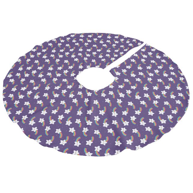 Saia Para Árvore De Natal De Linho Falso Rainbow Stars Skirt (Inclinado)