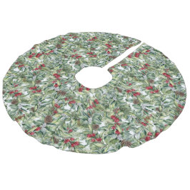 Saia Para Árvore De Natal De Linho Falso Vestidos de Natal, Pine Cones & Berries Watercolor