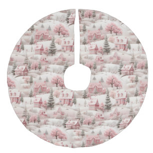 Saia Para Árvore De Natal De Linho Falso Vintage Pink Natal