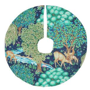Saia Para Árvore De Natal De Linho Falso William Morris Cervo junto a Tapeçaria Índigo