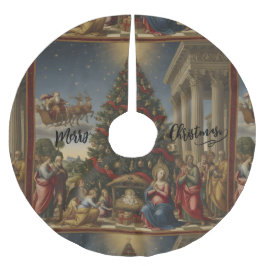 Saia Para Árvore De Natal De Poliéster 44" Nativity Santa Christmas Tree Skirt