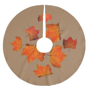 Saia Para Árvore De Natal De Poliéster A folha da queda modela o bordo de madeira rústico