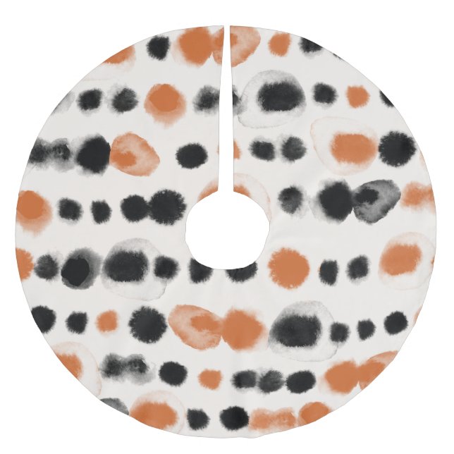 Saia Para Árvore De Natal De Poliéster Abstrato Bolinhas: Geometria de Aquarela. (Frente)