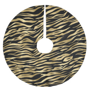 Saia Para Árvore De Natal De Poliéster abstrato de ouro e de ouro # 1