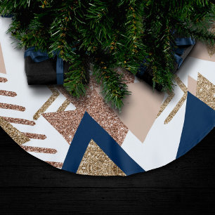 Saia Para Árvore De Natal De Poliéster abstrato de tendências dos 80 Padrão Dourado de