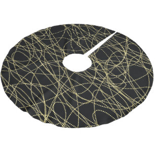 Saia Para Árvore De Natal De Poliéster Abstrato Dourado preto