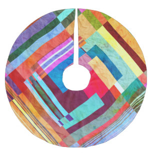 Saia Para Árvore De Natal De Poliéster Abstrato geométrico, fundo de cores gráficas.