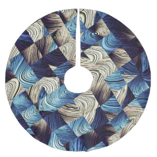 Saia Para Árvore De Natal De Poliéster Abstrato quadrados azuis de arte digital