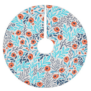 Saia Para Árvore De Natal De Poliéster Abstrato Rosas coloridos: Vintage Floral