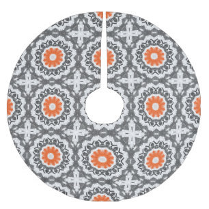 Saia Para Árvore De Natal De Poliéster Abstrato Silver: Design geométrico sem costura.