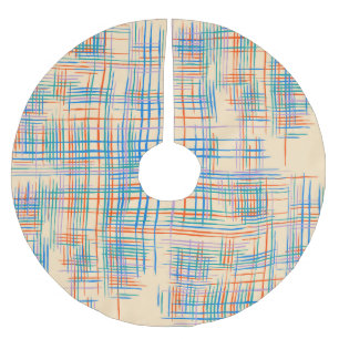 Saia Para Árvore De Natal De Poliéster Abstrato stripes, tapete de erva étnica colorido.